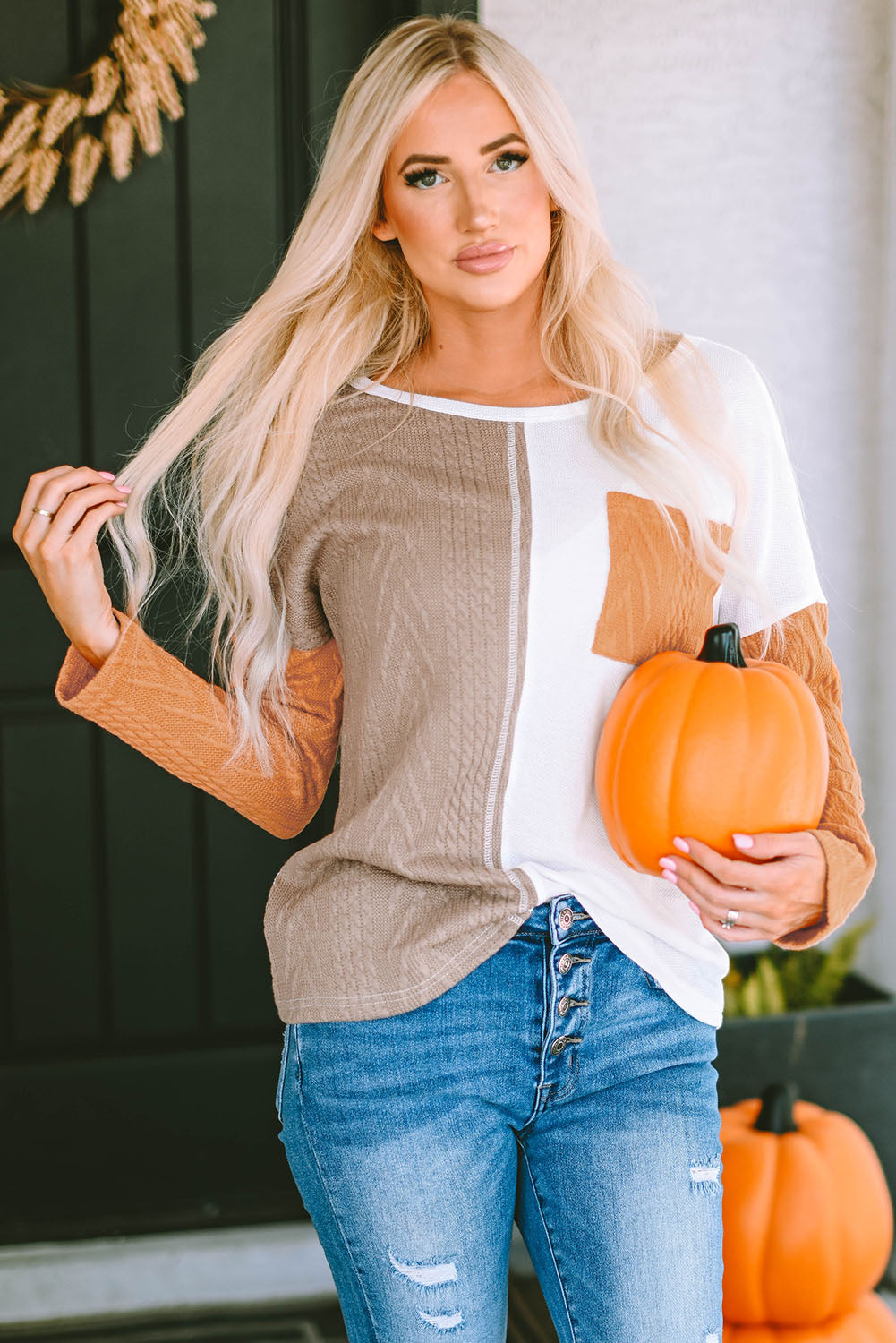 Emily Textured Knit top Long Sleeve Top-0