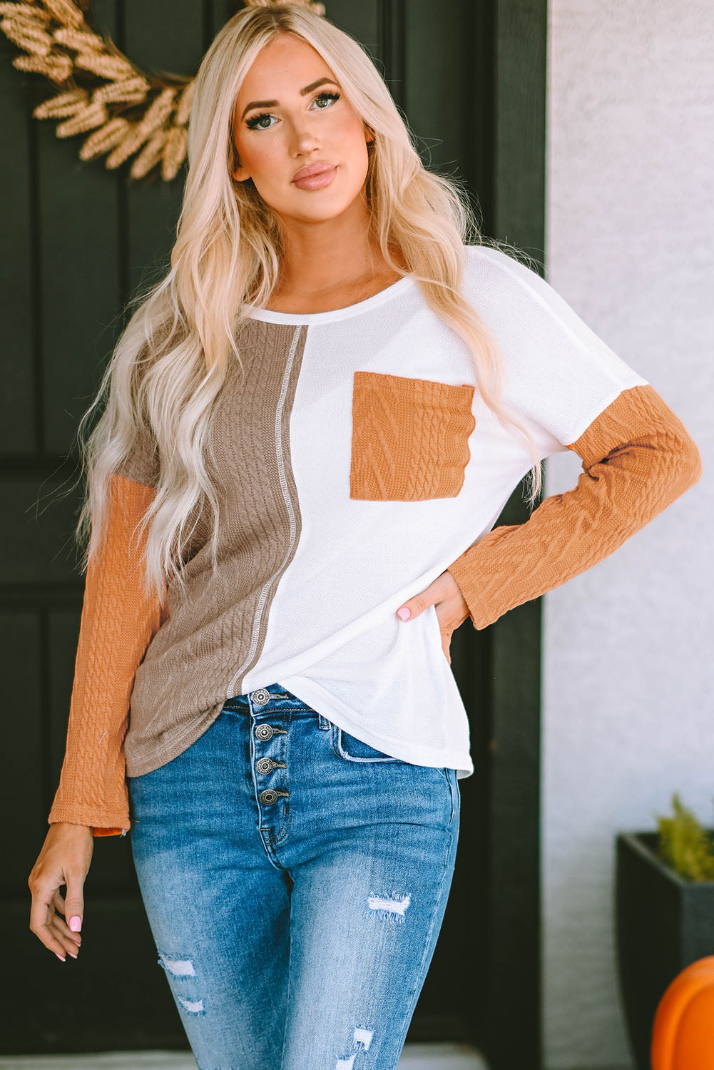 Emily Textured Knit top Long Sleeve Top-2