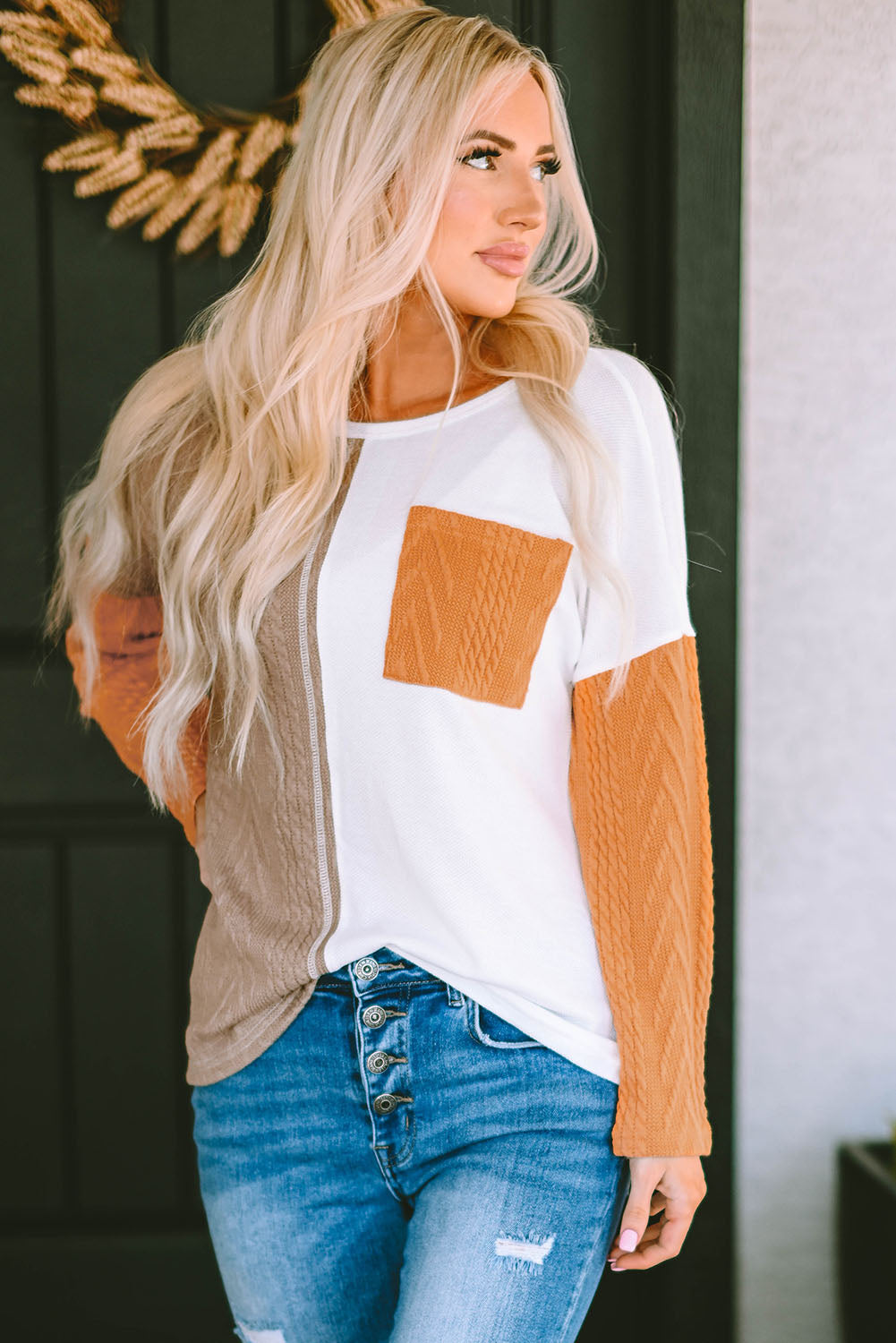 Emily Textured Knit top Long Sleeve Top-3