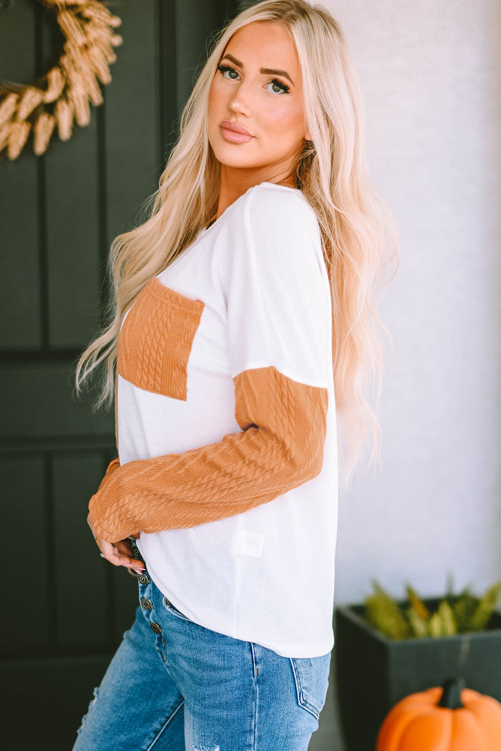 Emily Textured Knit top Long Sleeve Top-4