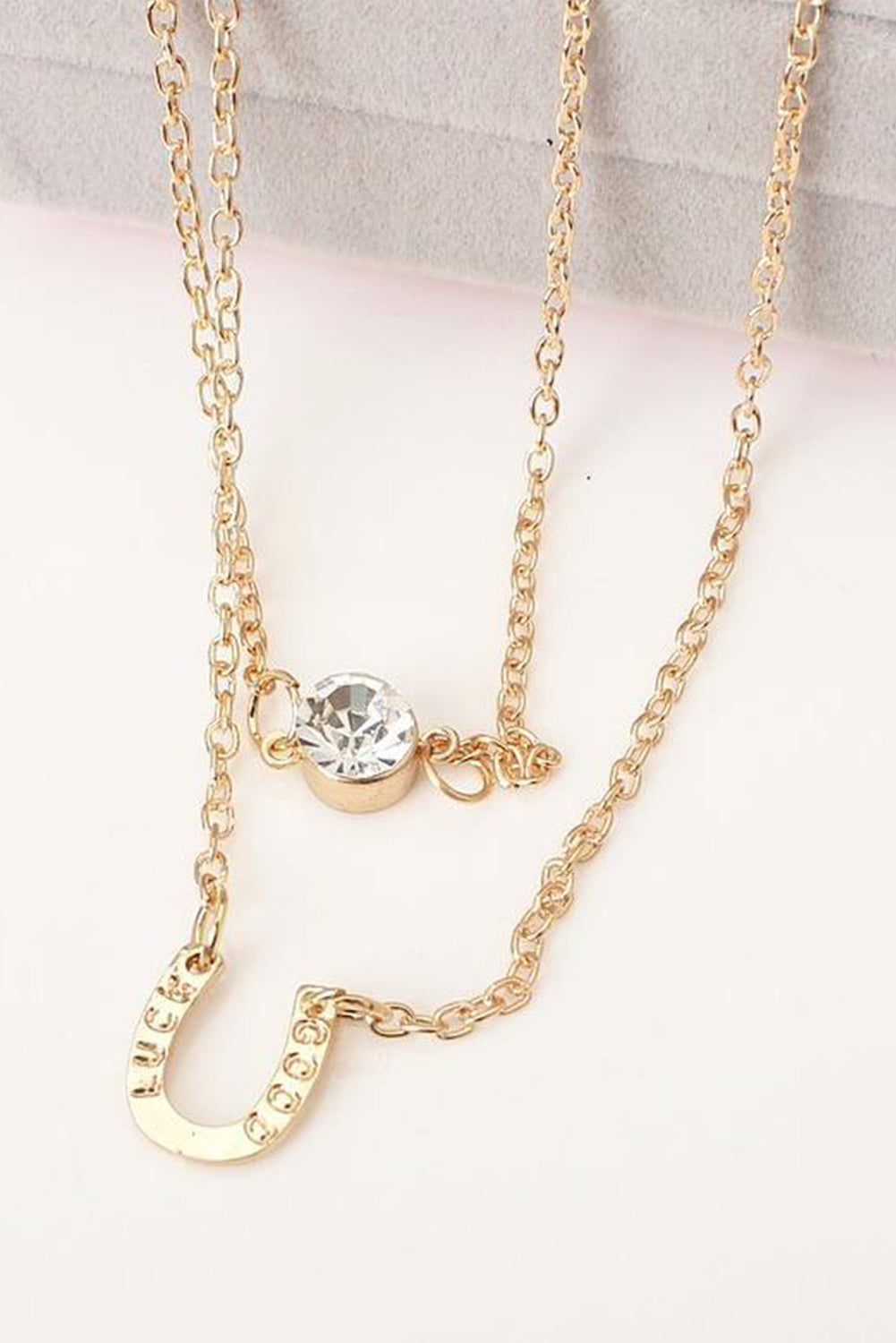 Gold Horseshoe Layered Chopped Necklace-1