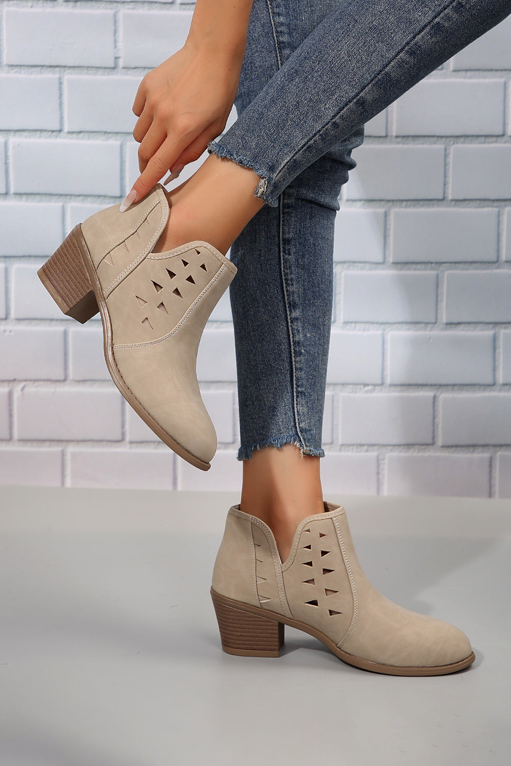 Quinn Cut Out Suede Ankle Boots-1
