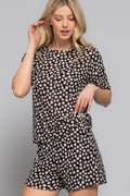 Short Sleeve Round Neck FLoral Print Top & Shorts
