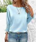 Light Blue 3/4 Sleeve Blouse