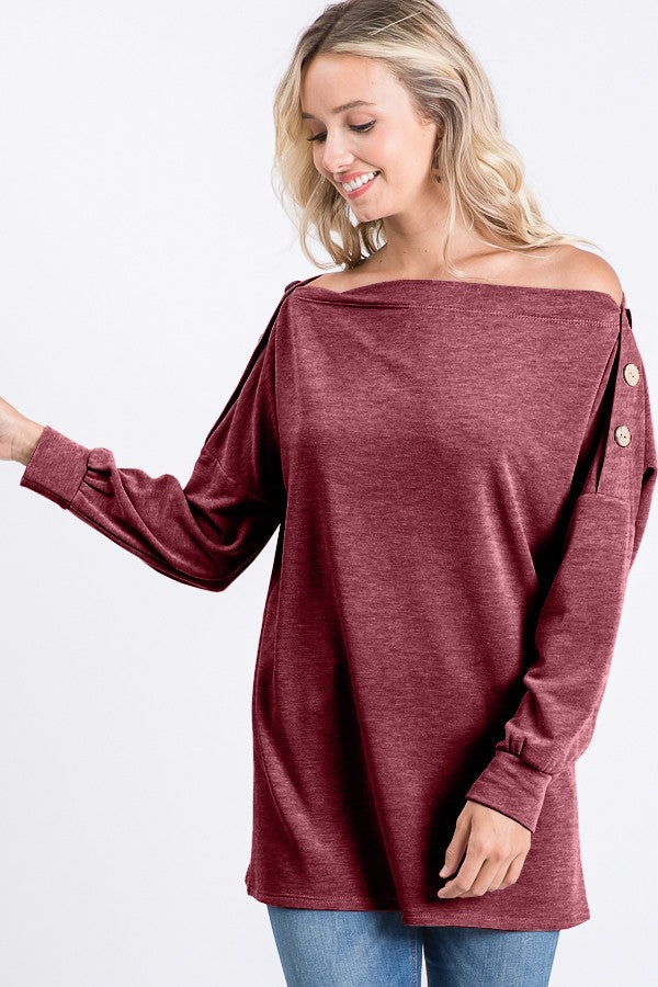 Burgundy Off the Shoulder Top
