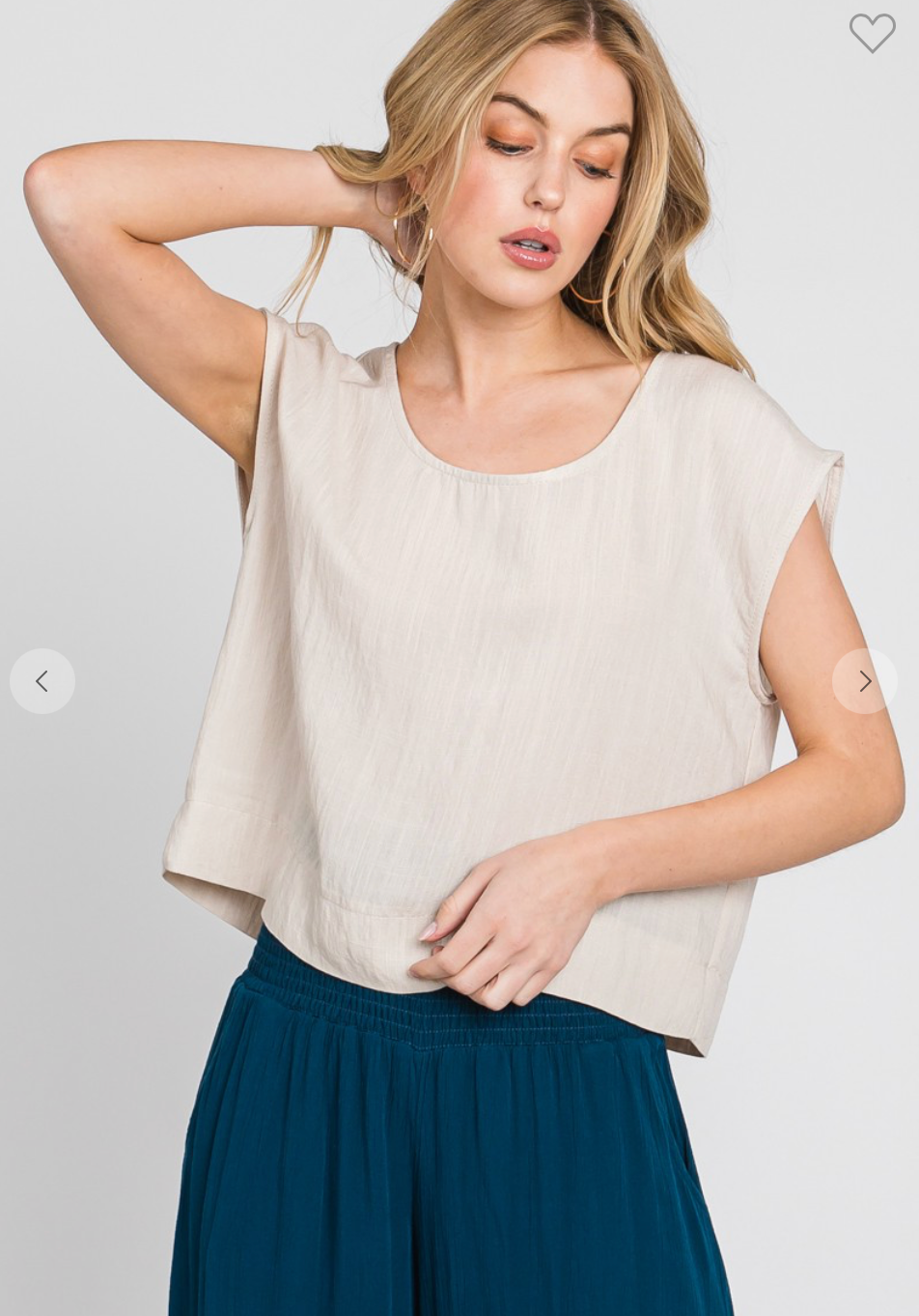 Oatmeal Woven Crop Top Blouse