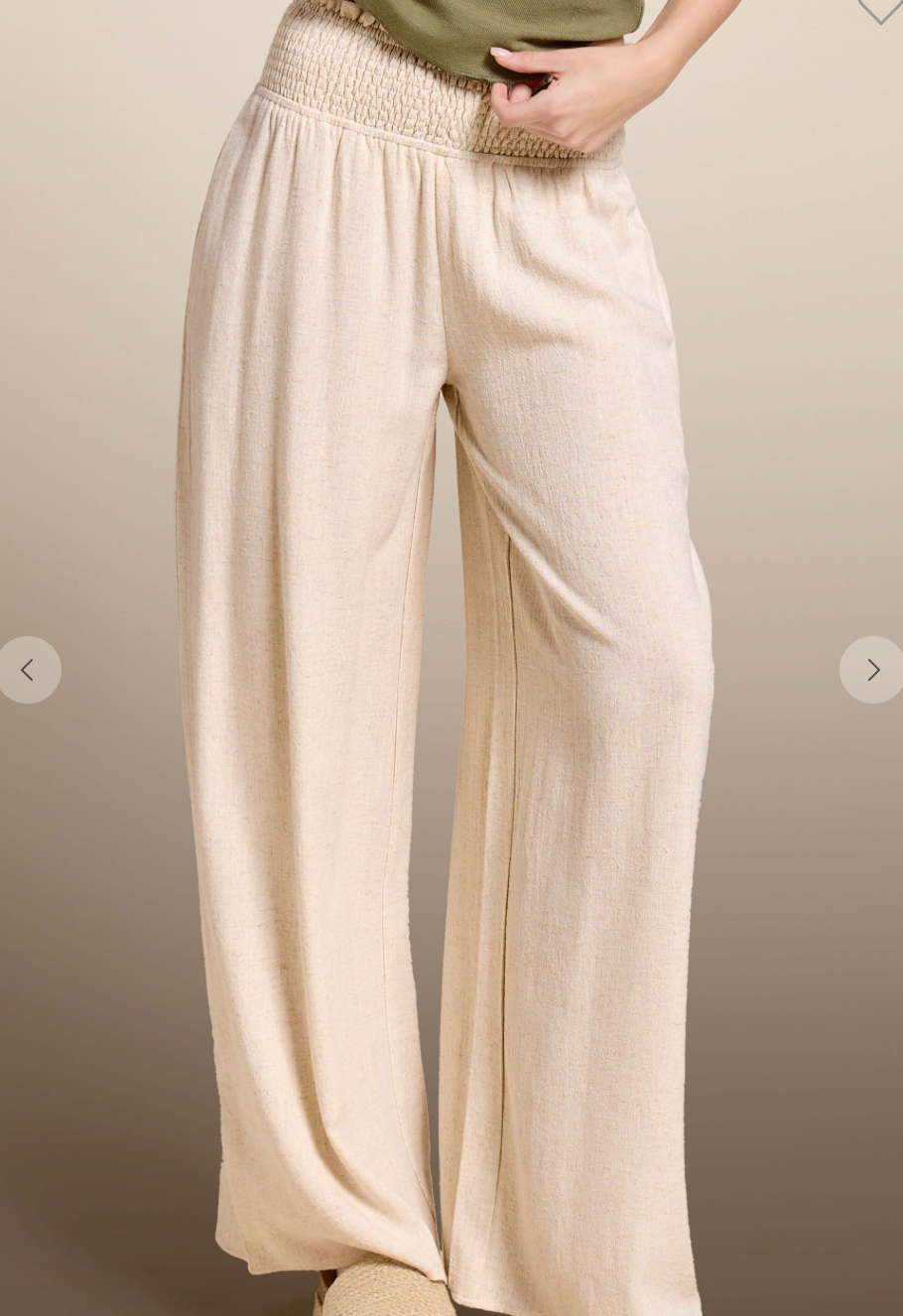 La Miel Oatmeal Wide Leg Linen Pants