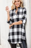 Black and Ivory Plaid Tunic Top
