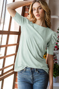 Sage Ruched Sleeve Top