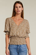 Brown Floral Smock Top