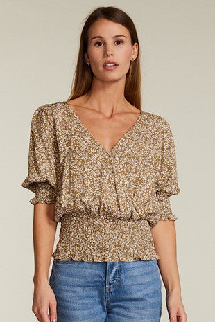 Brown Floral Smock Top