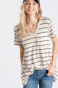 Oatmeal & Black Stripe Top